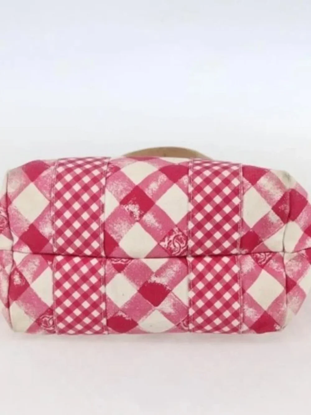 CHANEL Cruise Line Hand Bag Canvas Pink Silver CC Auth 158031